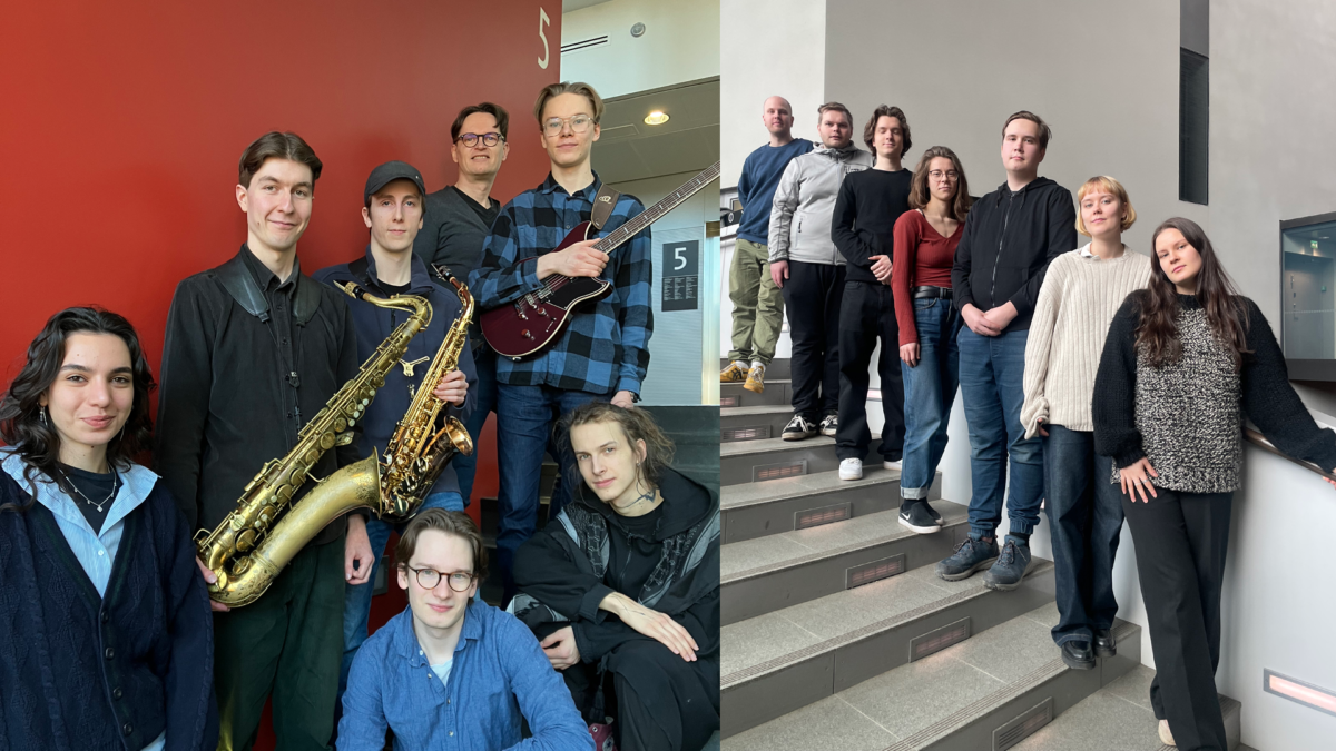 Kollaasikuva, jonka vasemmalla puolella Mikko Helevä Ensemble ja oikealla puolella Riitta Paakki Ensemble.